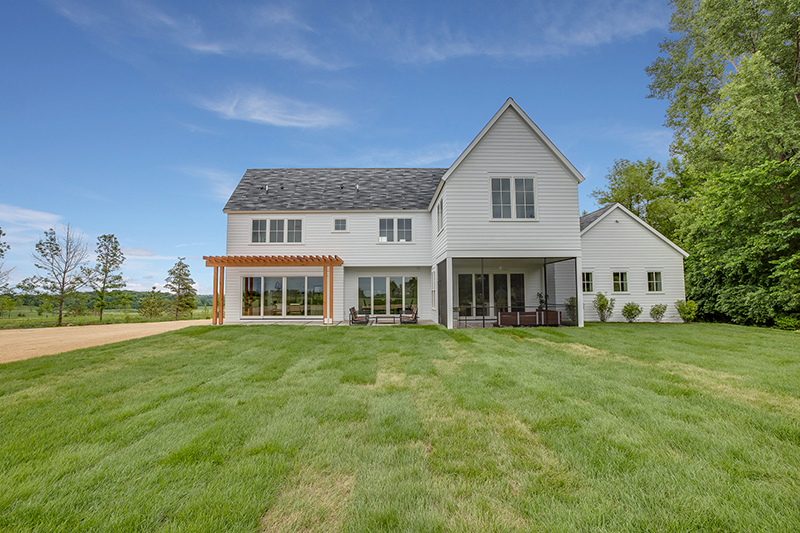 Back of modern farmhouse